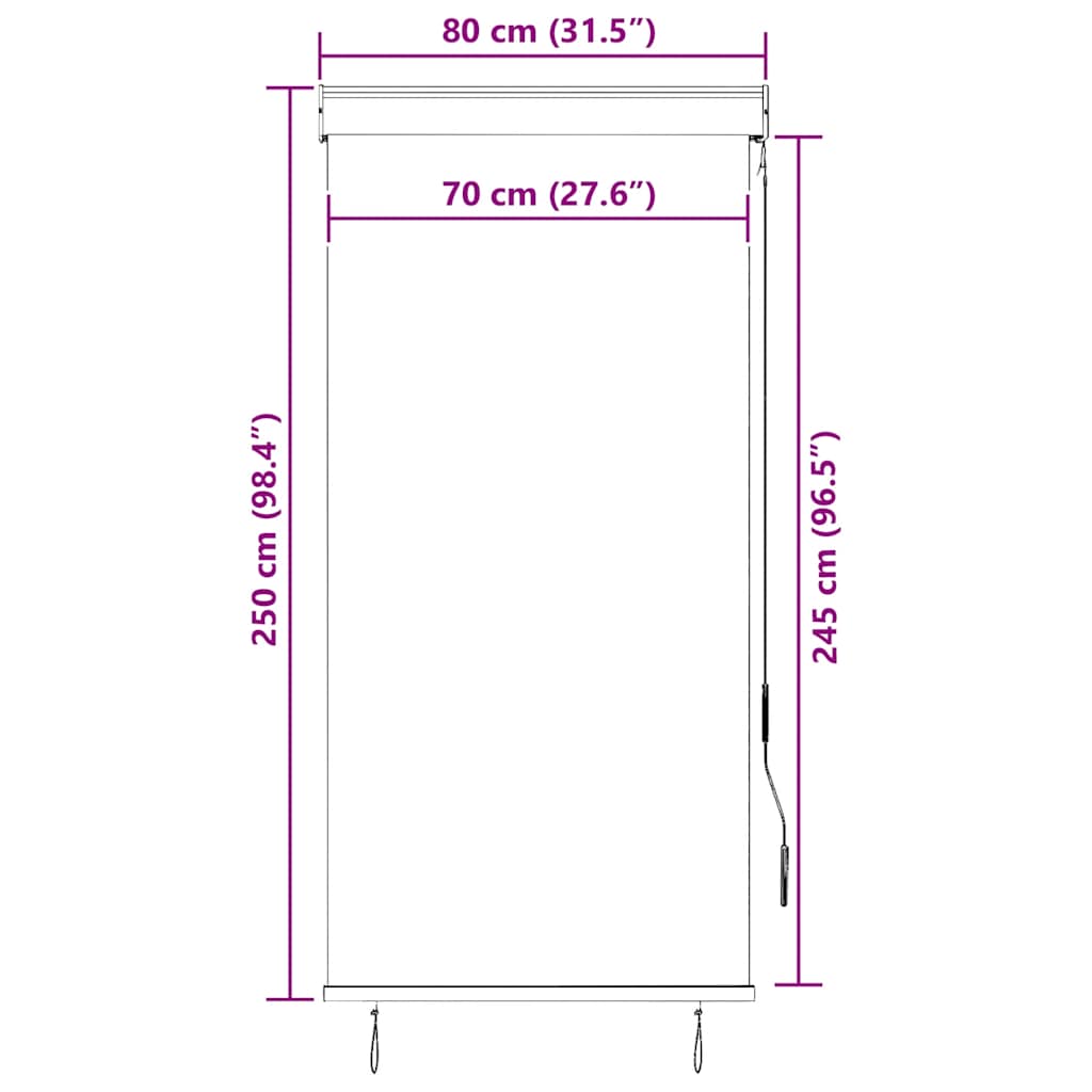 Vanjska roleta 80 x 250 cm krem
