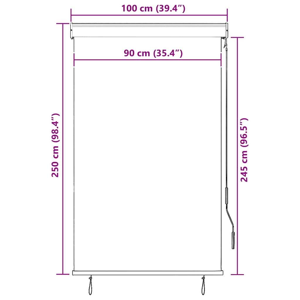 Vanjska roleta 100 x 250 cm krem