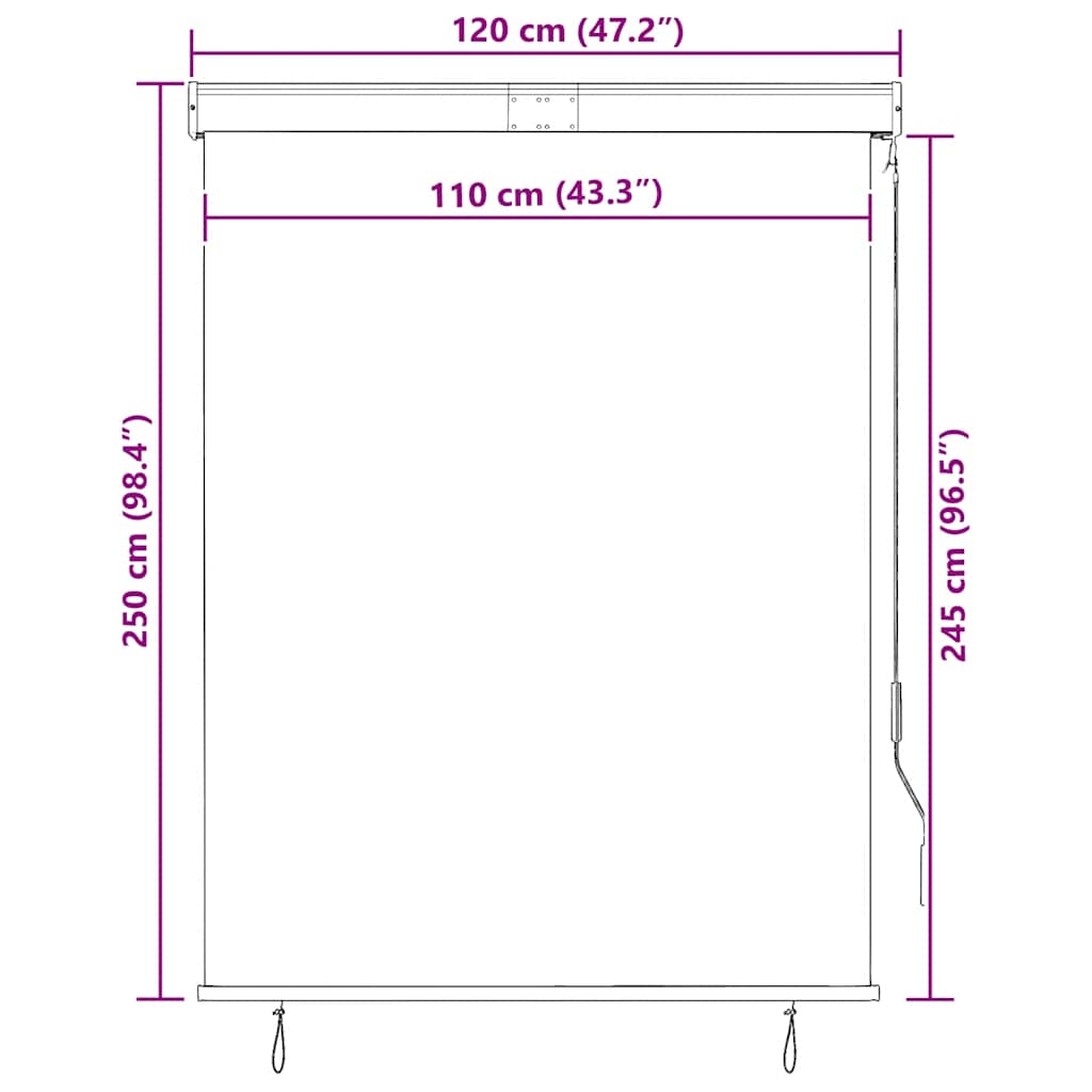 Vanjska roleta 120 x 250 cm žuto-bijela