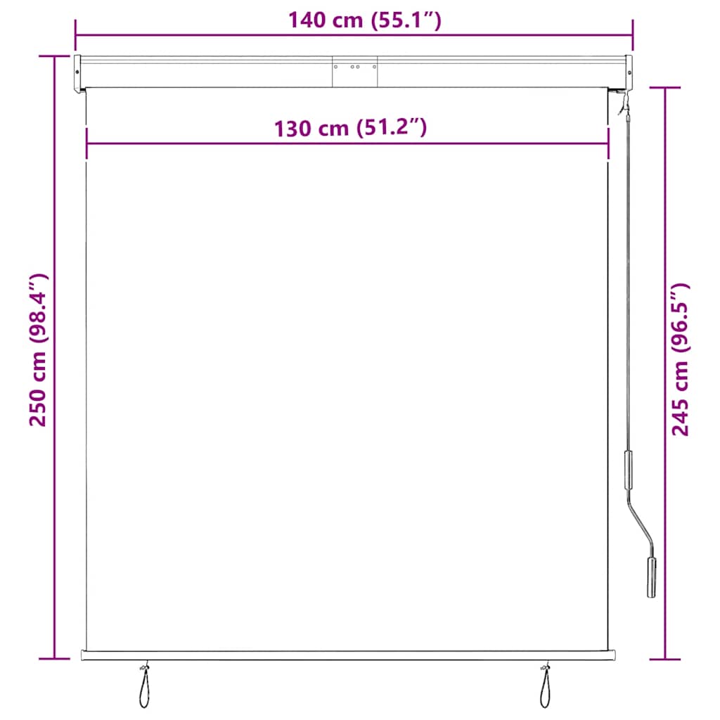 Vanjska roleta 140 x 250 cm plavo-bijela