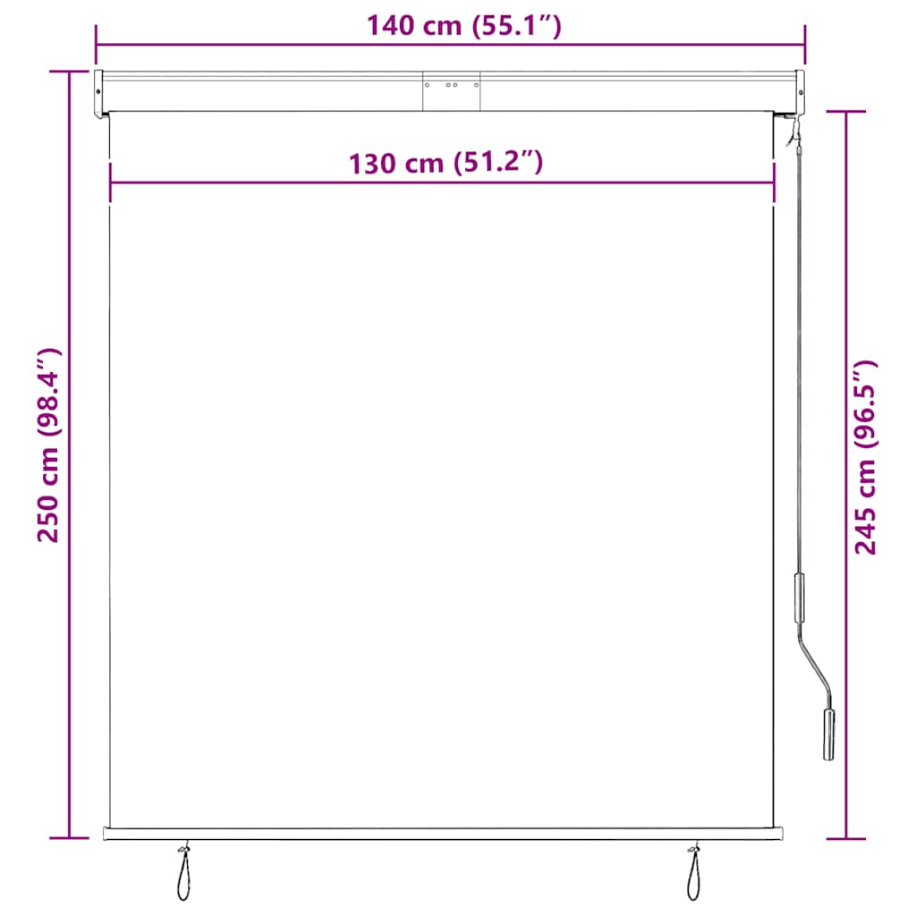 Vanjska roleta 140 x 250 cm krem