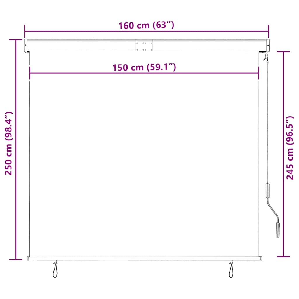 Vanjska roleta 160 x 250 cm krem