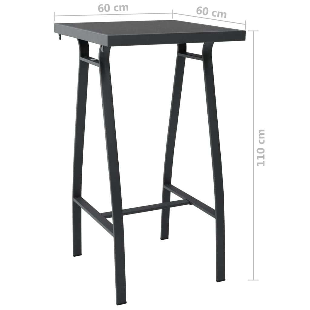 Vrtni barski stol crni 60 x 60 x 110 cm od kaljenog stakla