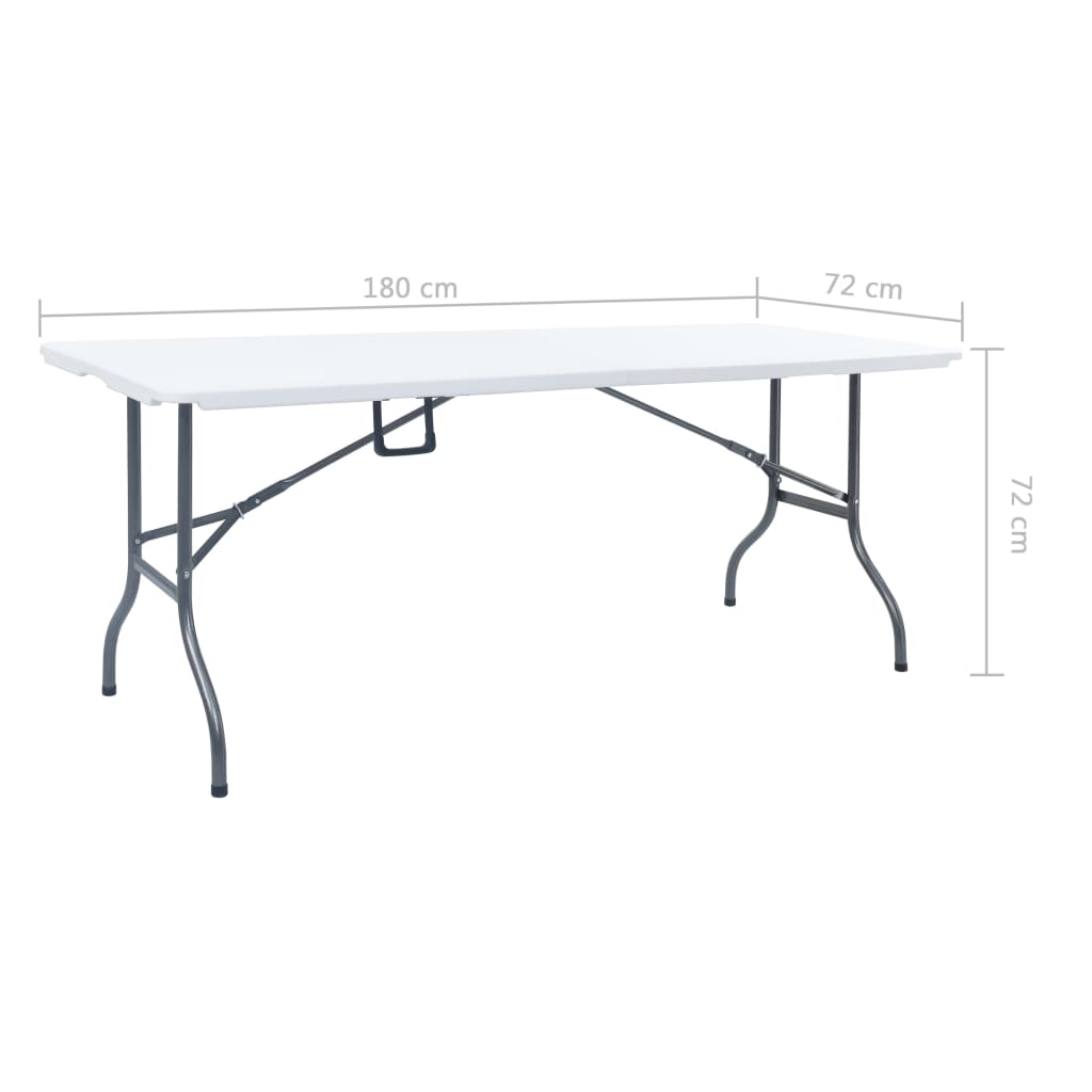 Sklopivi vrtni stol bijeli 180 x 72 x 72 cm HDPE