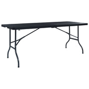 Sklopivi vrtni stol crni 180 x 75 x 72 cm HDPE imitacija ratana