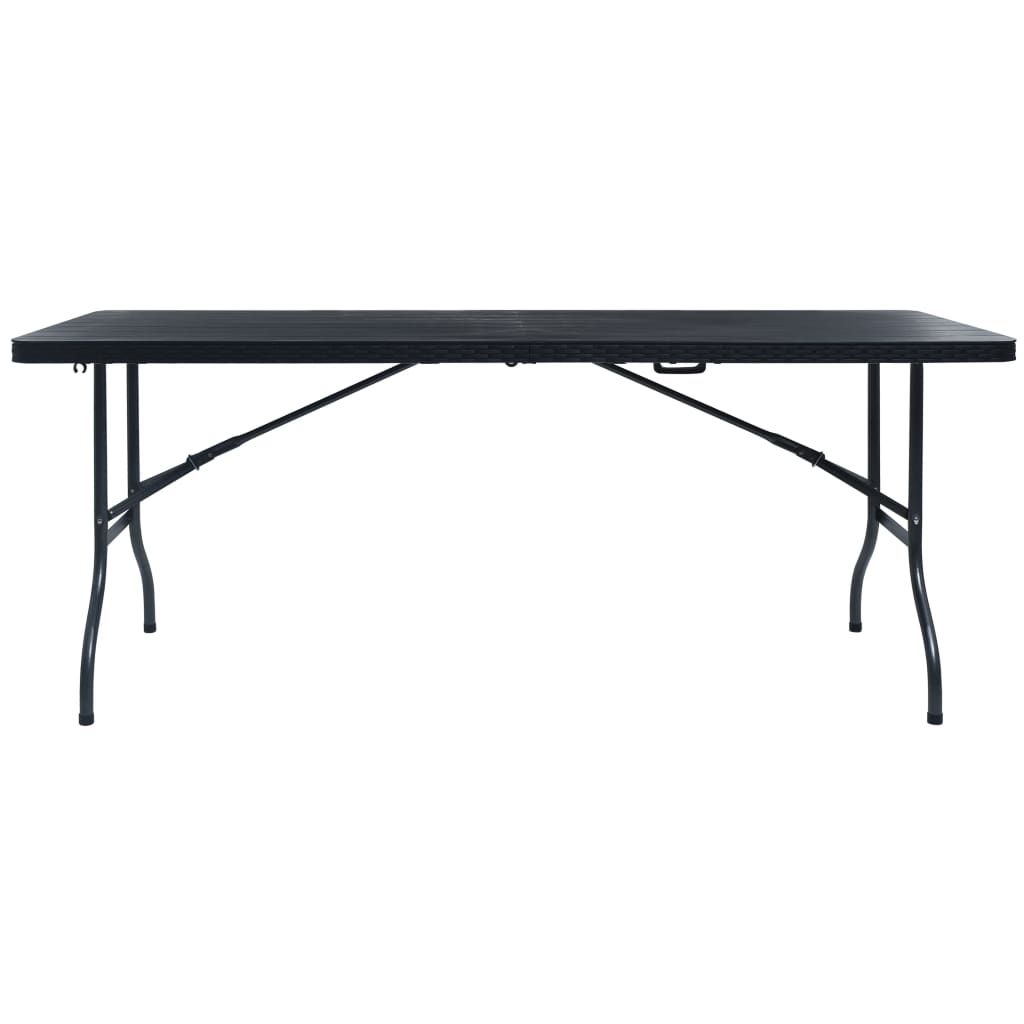 Sklopivi vrtni stol crni 180 x 75 x 72 cm HDPE imitacija ratana