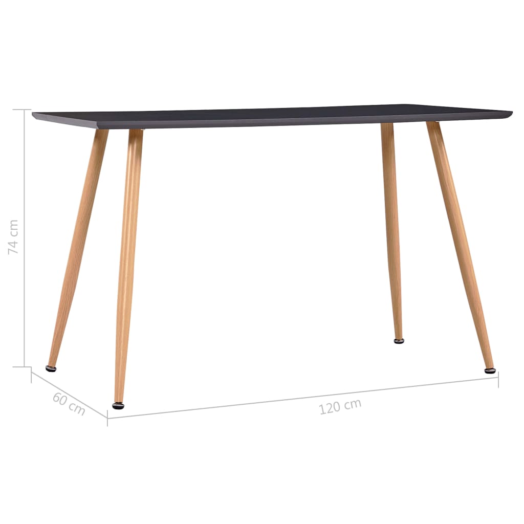 Blagovaonski stol sivi i boja hrasta 120 x 60 x 74 cm MDF