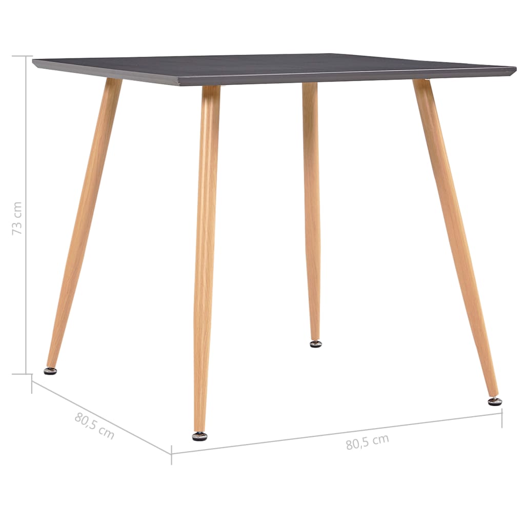 Blagovaonski stol sivi i boja hrasta 80,5 x 80,5 x 73 cm MDF