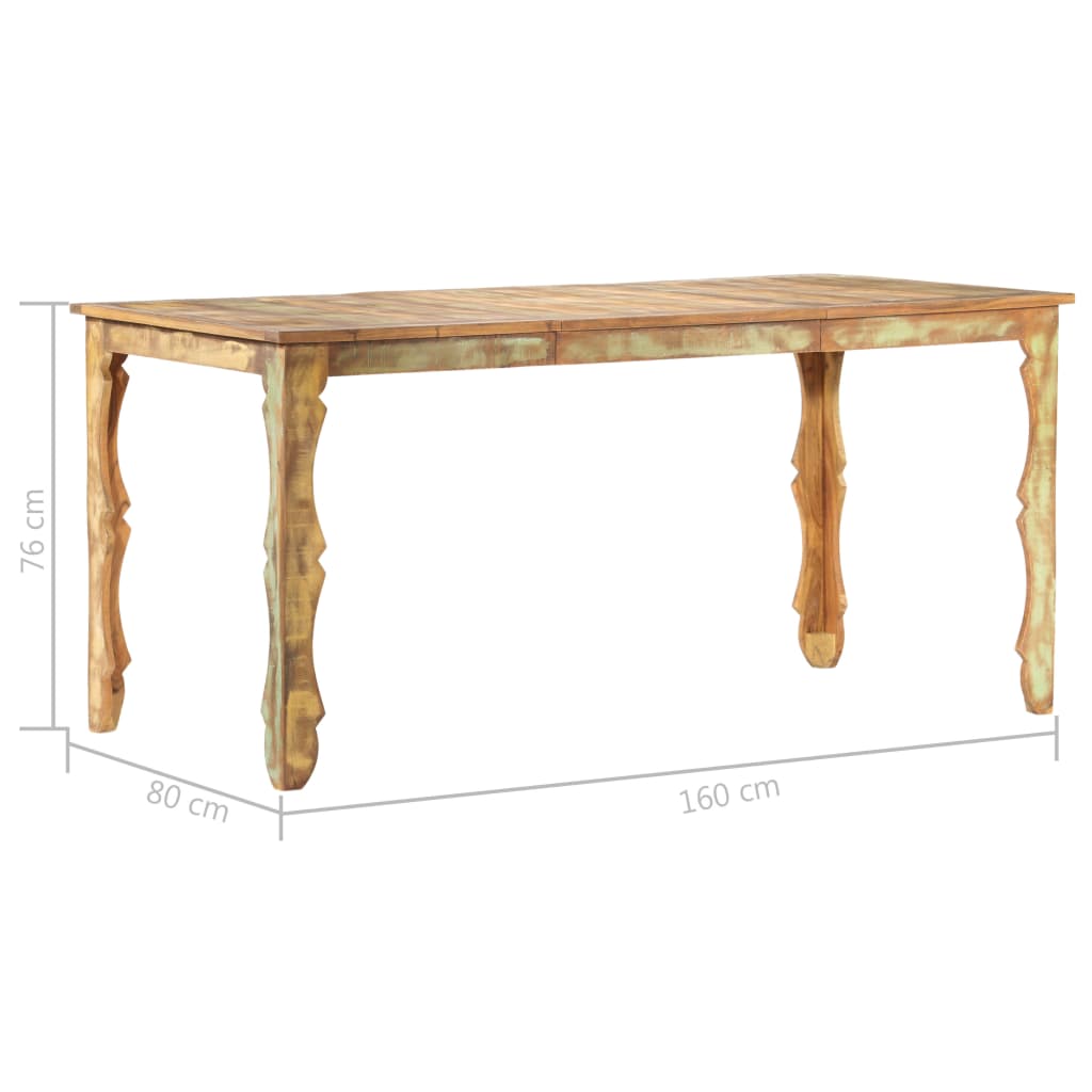 Blagovaonski stol od masivnog obnovljenog drva 160 x 80 x 76 cm