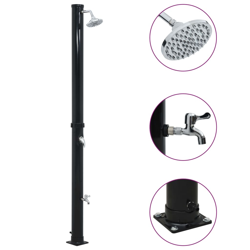 Solarni tuš crni 220 cm 20 L