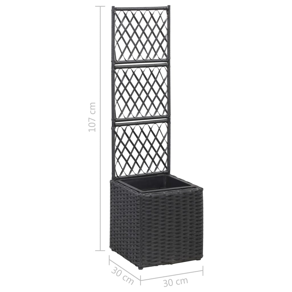 Sadilica s rešetkom i 1 posudom 30x30x107 cm od poliratana crna