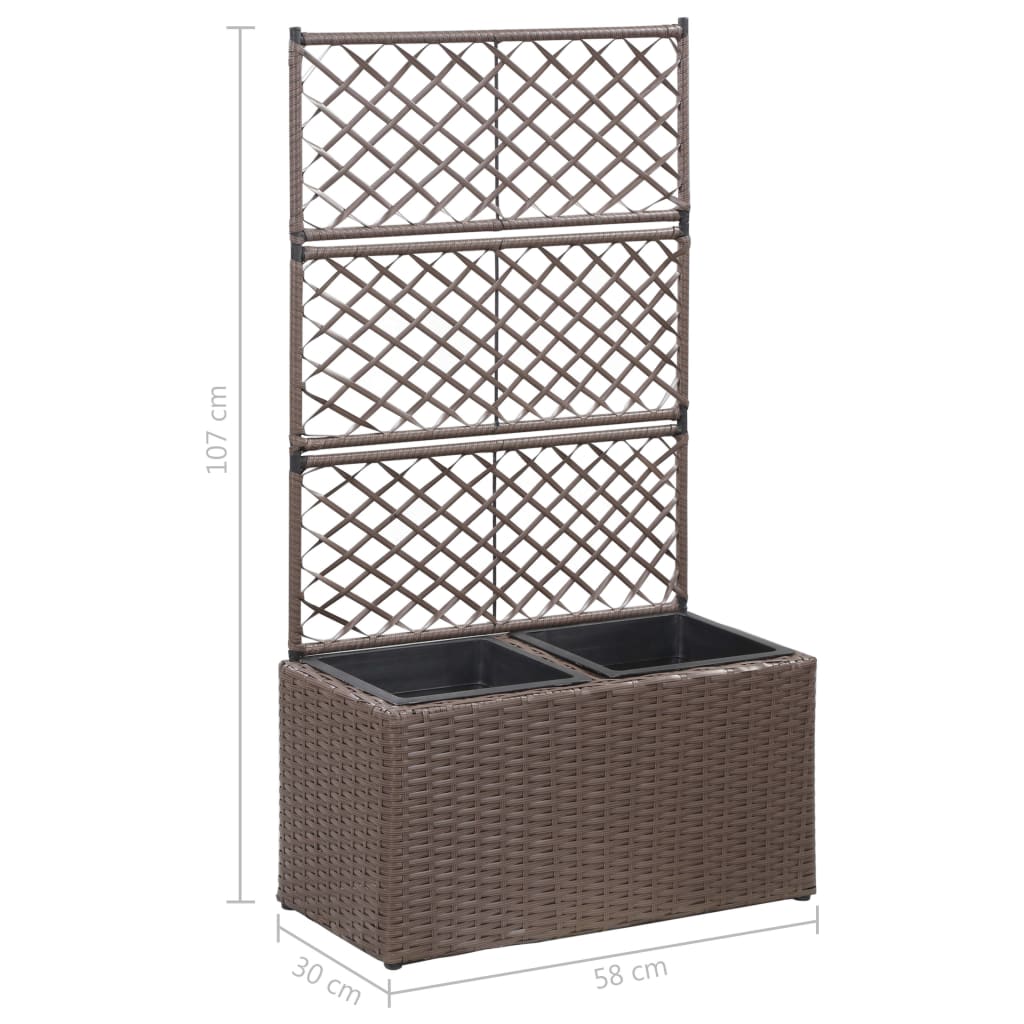 Sadilica s rešetkom i 2 posude 58x30x107 cm od poliratana smeđa