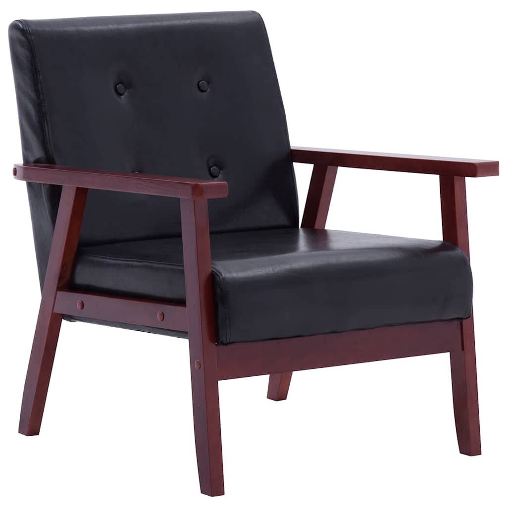 3-dijelni set sofa od umjetne kože crni