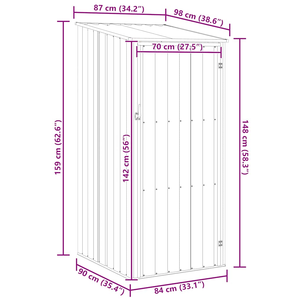 Vrtno spremište antracit 87 x 98 x 159 cm pocinčani čelik