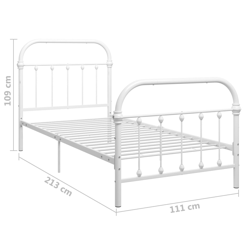 Okvir za krevet bijeli metalni 100 x 200 cm
