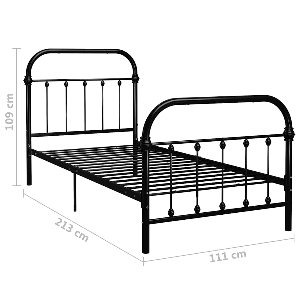 Okvir za krevet crni metalni 100 x 200 cm