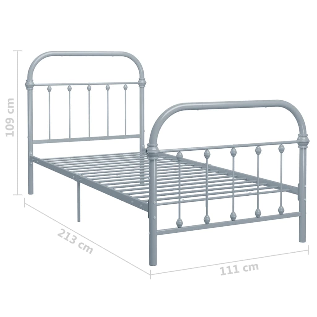 Okvir za krevet sivi metalni 100 x 200 cm