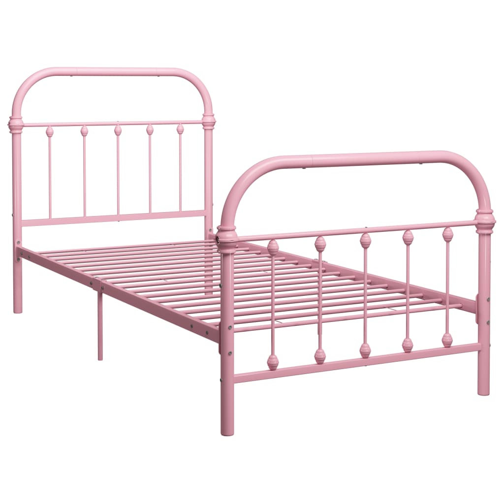 Okvir za krevet ružičasti metalni 100 x 200 cm