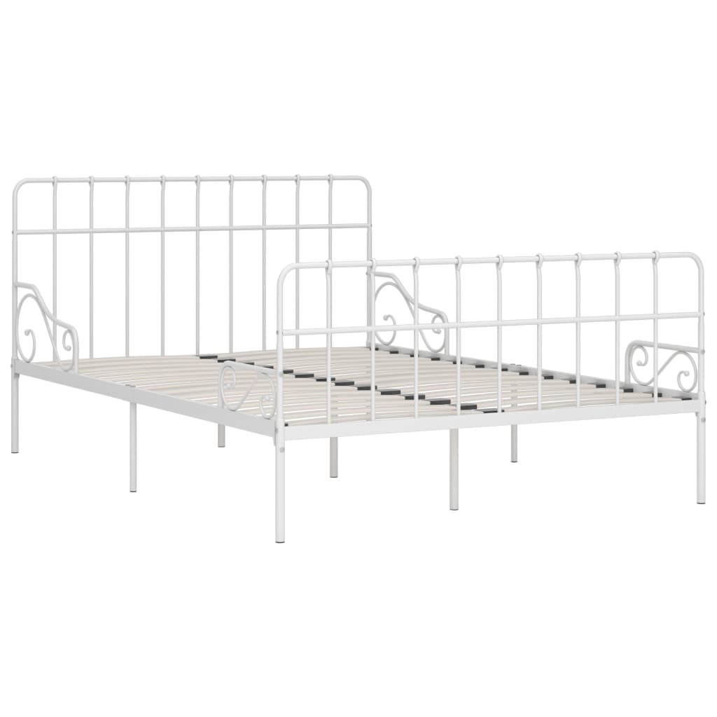 Okvir za krevet s podnicama bijeli metalni 120 x 200 cm