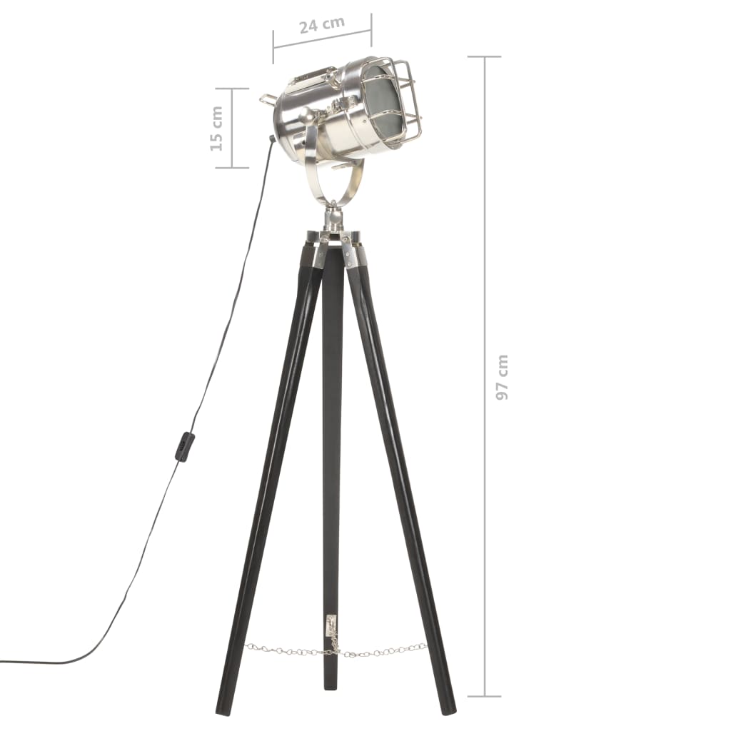 Podna svjetiljka s tronošcem crna od masivnog drva manga 97 cm