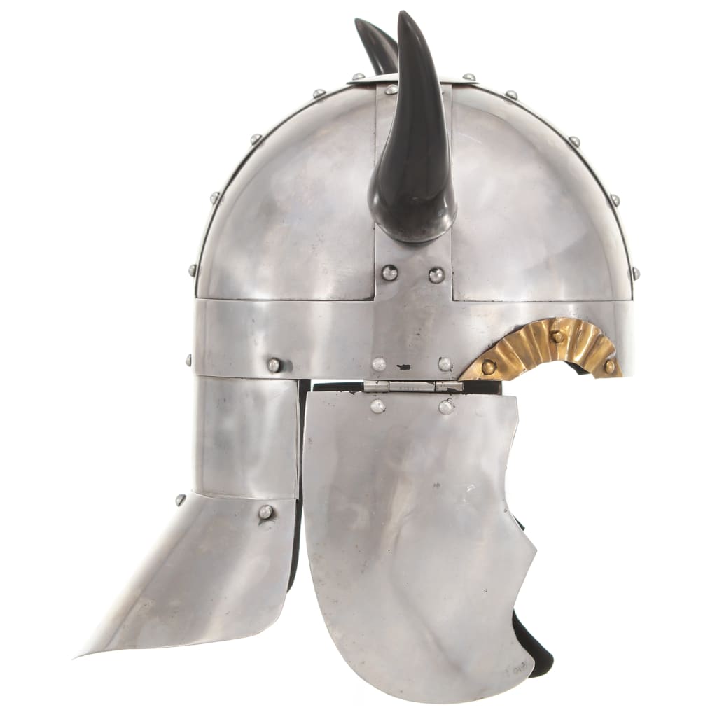 Fantastična vikinška kaciga za LARP srebrna čelična