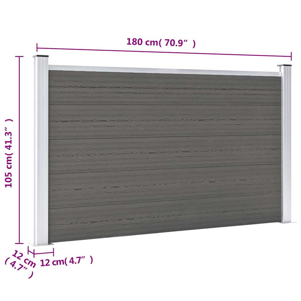 Vrtna ograda WPC 180 x 105 cm siva