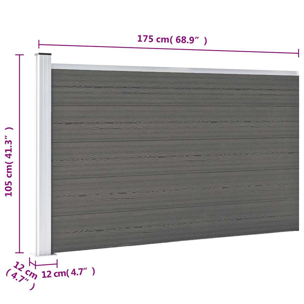 Vrtna ograda WPC 175 x 105 cm siva