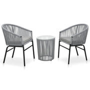 3-dijelni bistro set od PE ratana s jastucima sivi