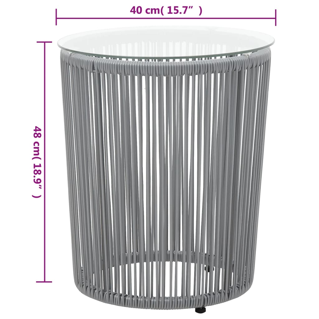 3-dijelni bistro set od PE ratana s jastucima sivi