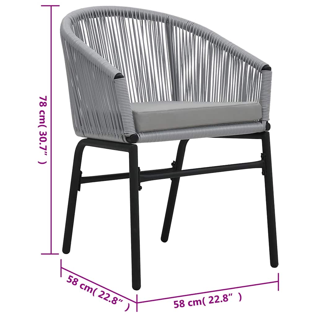 3-dijelni bistro set od PE ratana s jastucima sivi
