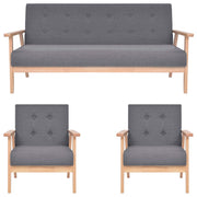 3-dijelni set sofa od tkanine tamnosivi