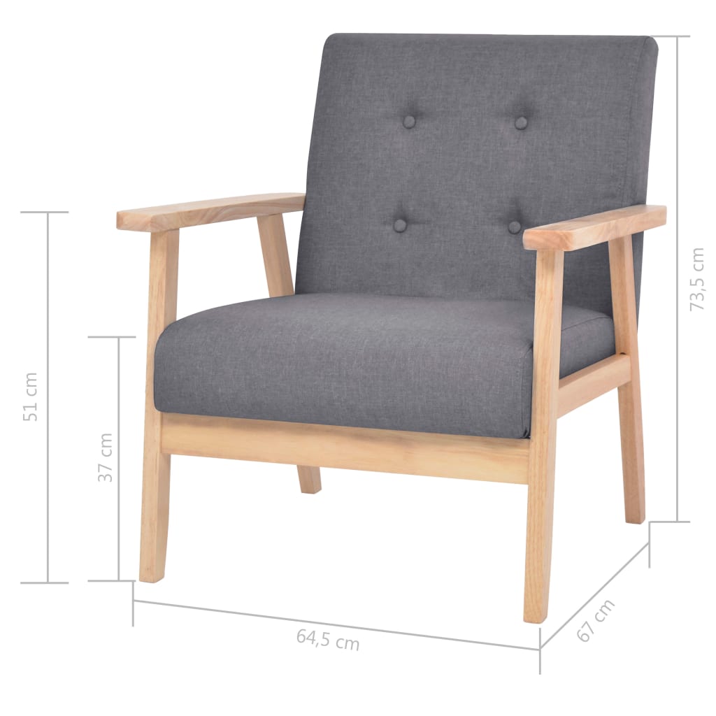 3-dijelni set sofa od tkanine tamnosivi