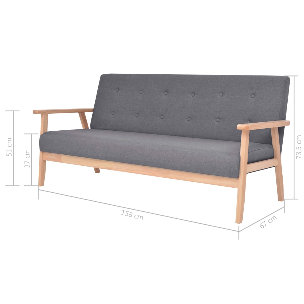 3-dijelni set sofa od tkanine tamnosivi