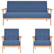 3-dijelni set sofa od tkanine plavi