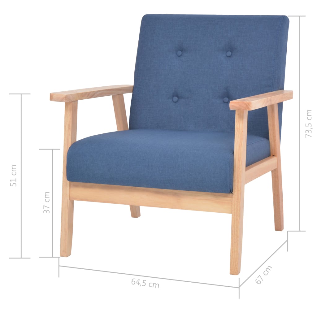 3-dijelni set sofa od tkanine plavi