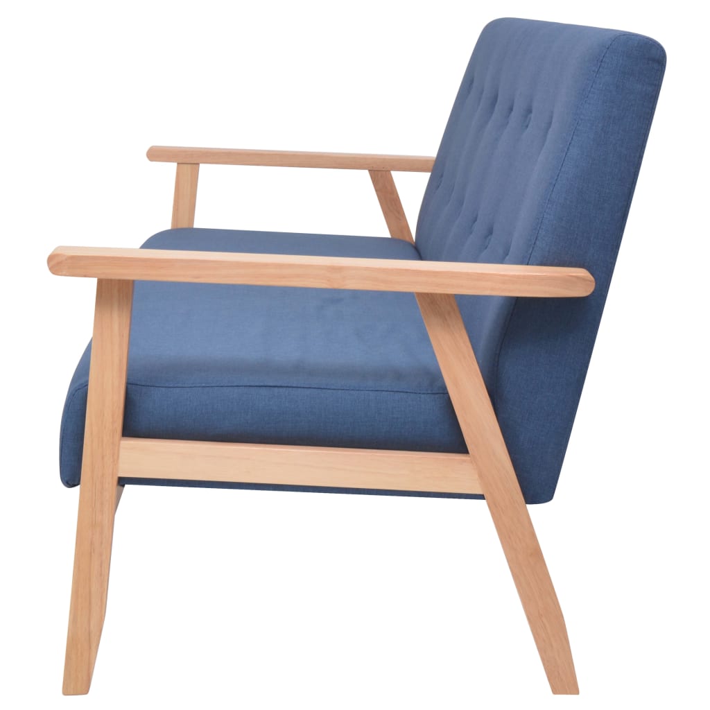 3-dijelni set sofa od tkanine plavi