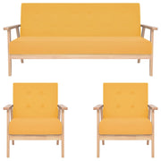 3-dijelni set sofa od tkanine žuti