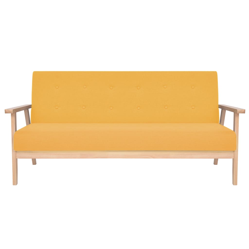 3-dijelni set sofa od tkanine žuti