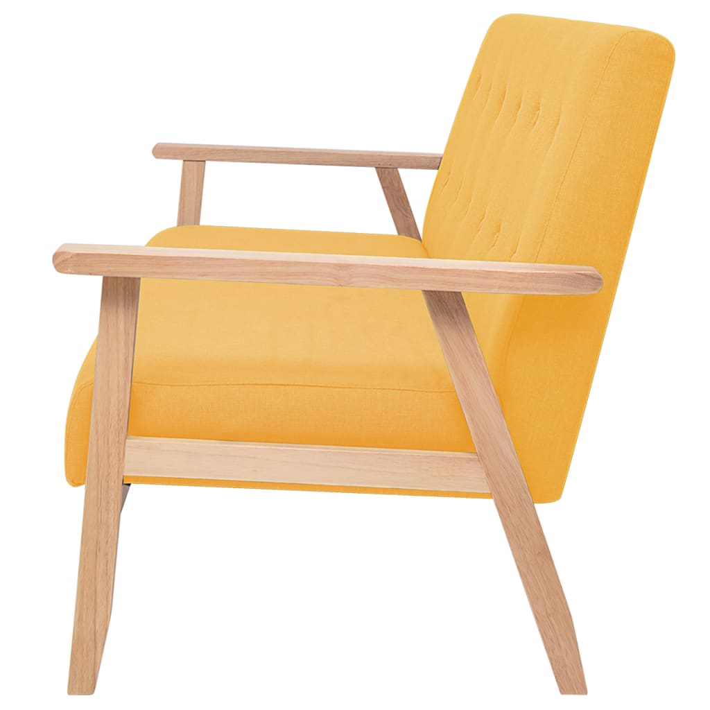 3-dijelni set sofa od tkanine žuti