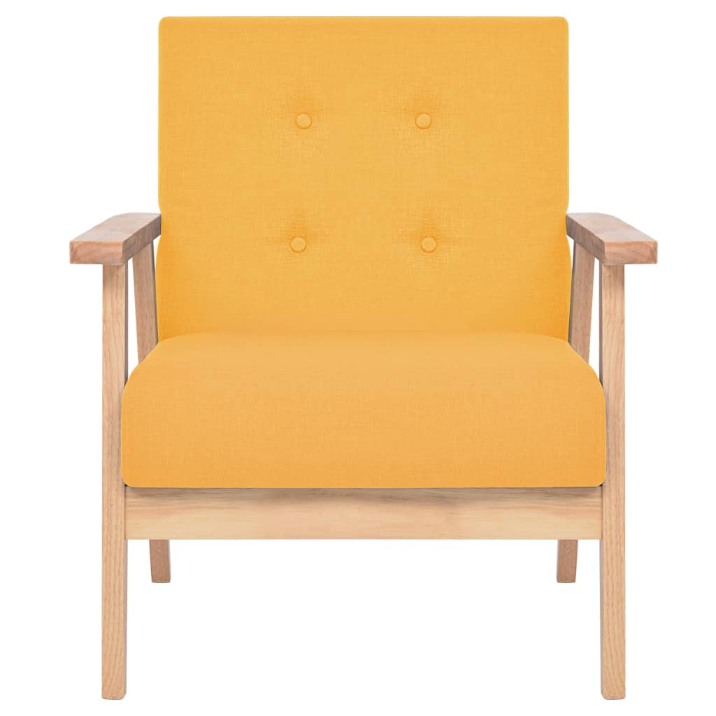 3-dijelni set sofa od tkanine žuti