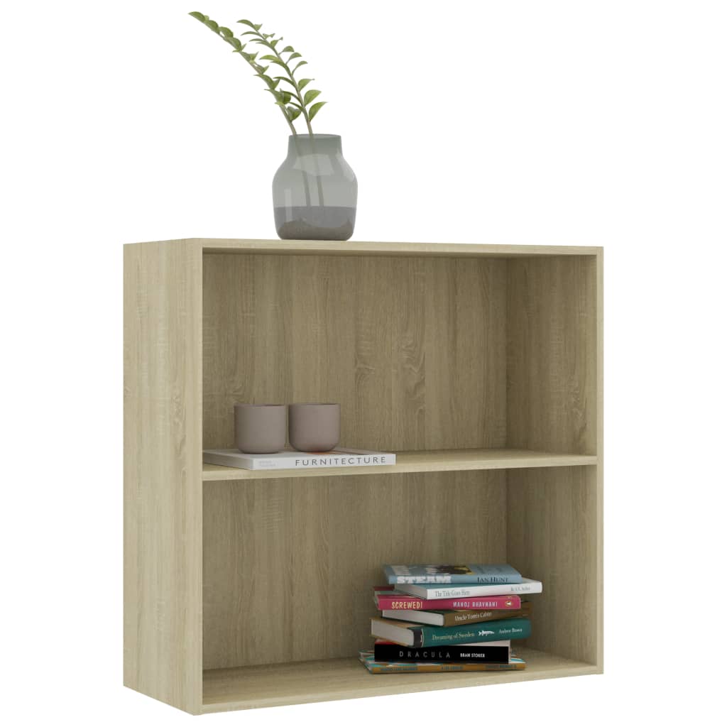 Ormarić za knjige s 2 razine boja hrasta 80x30x76,5 cm iverica