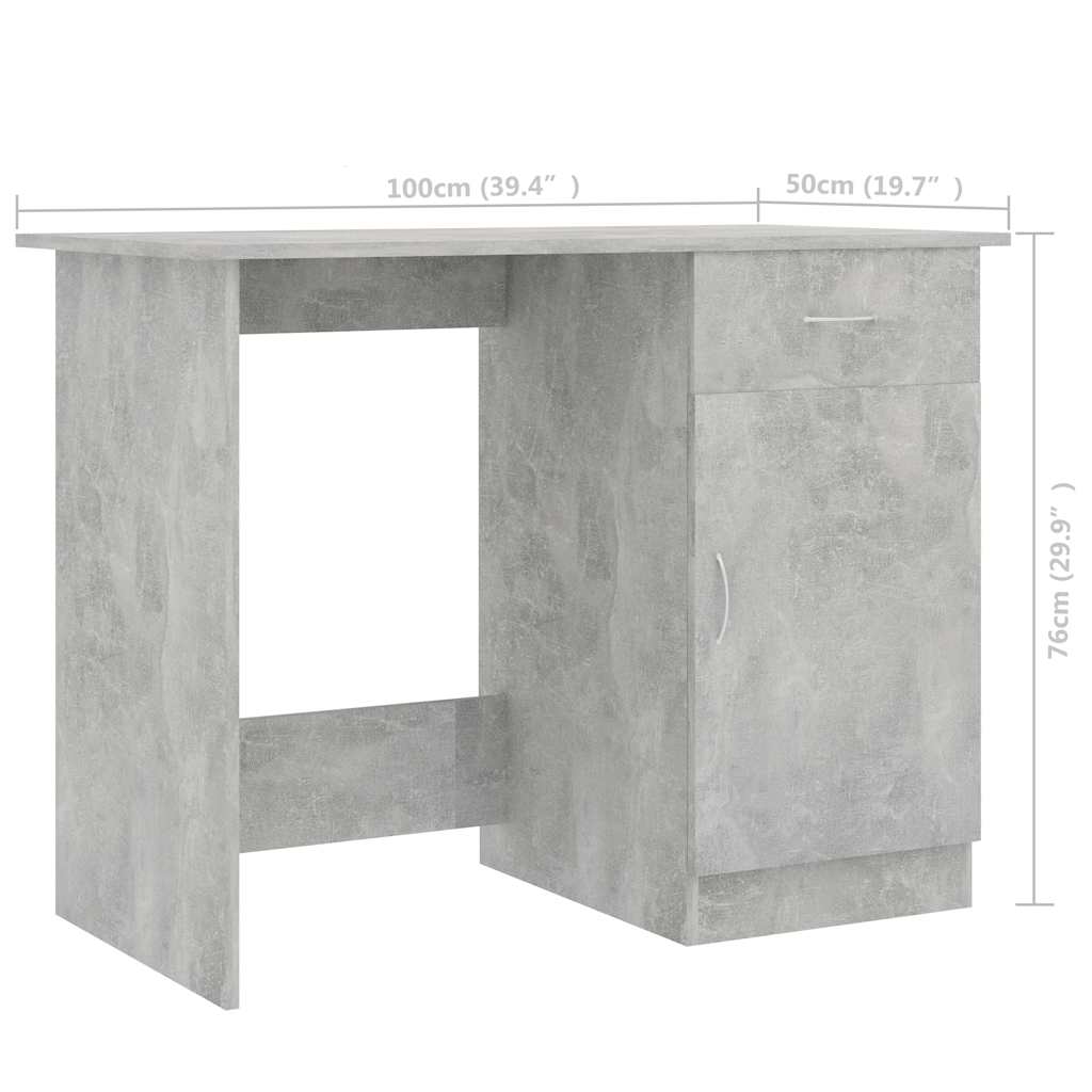 Radni stol siva boja betona 100 x 50 x 76 cm konstruirano drvo