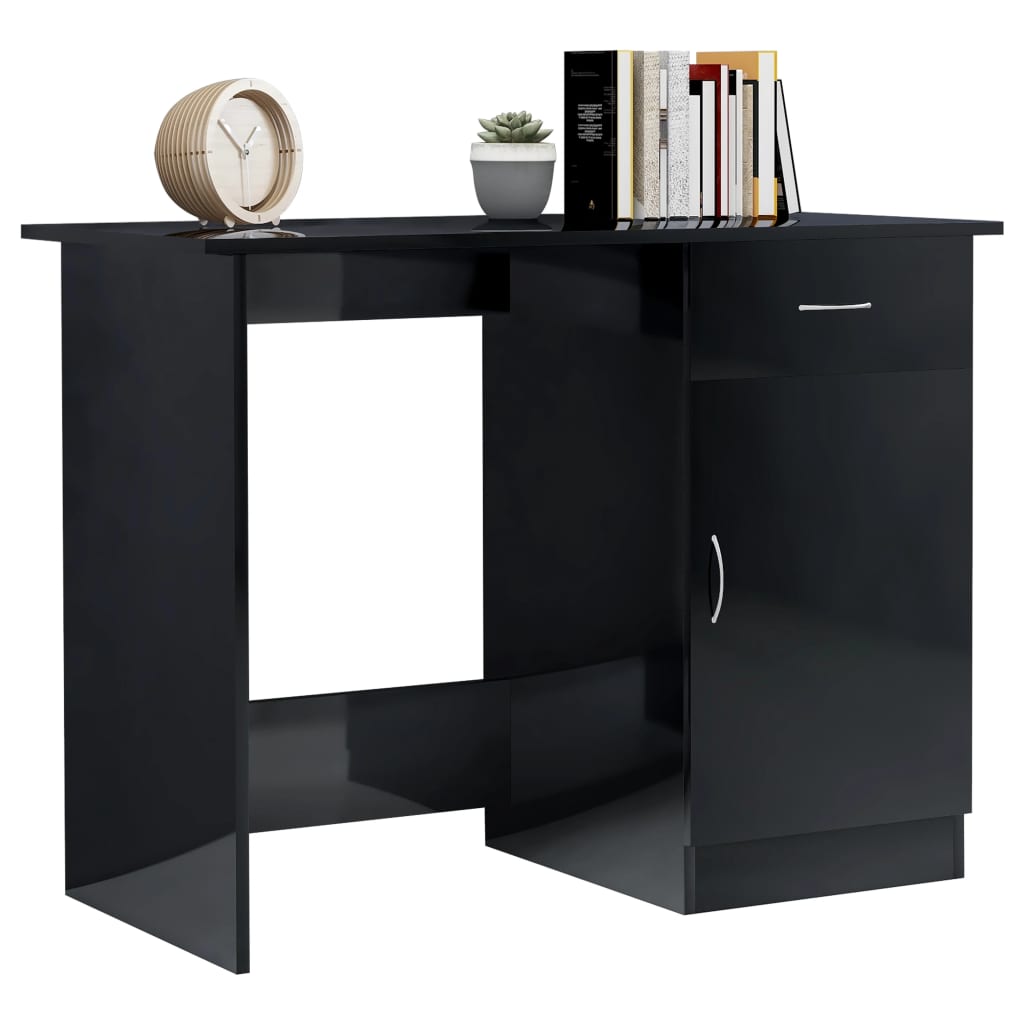 Radni stol visoki sjaj crni 100 x 50 x 76 cm od iverice