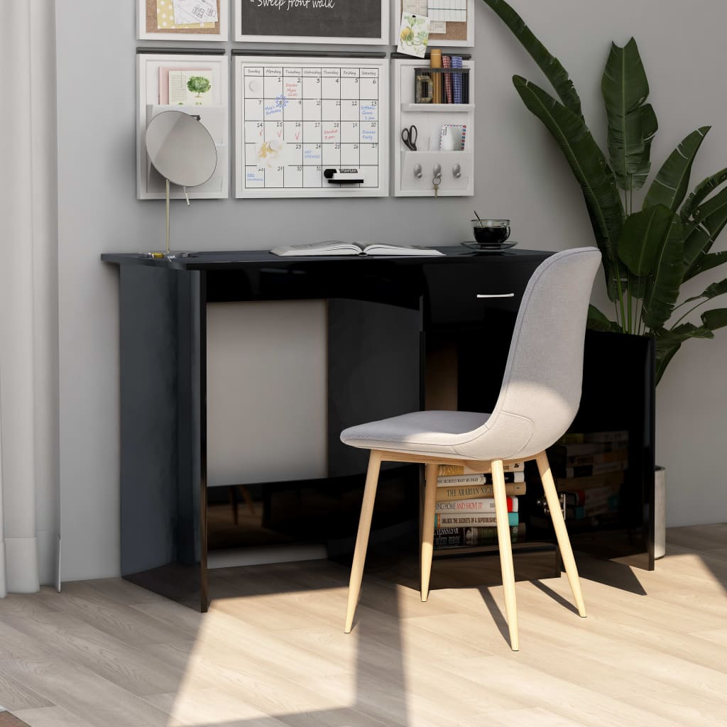 Radni stol visoki sjaj crni 100 x 50 x 76 cm od iverice