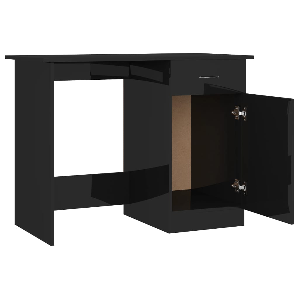 Radni stol visoki sjaj crni 100 x 50 x 76 cm od iverice