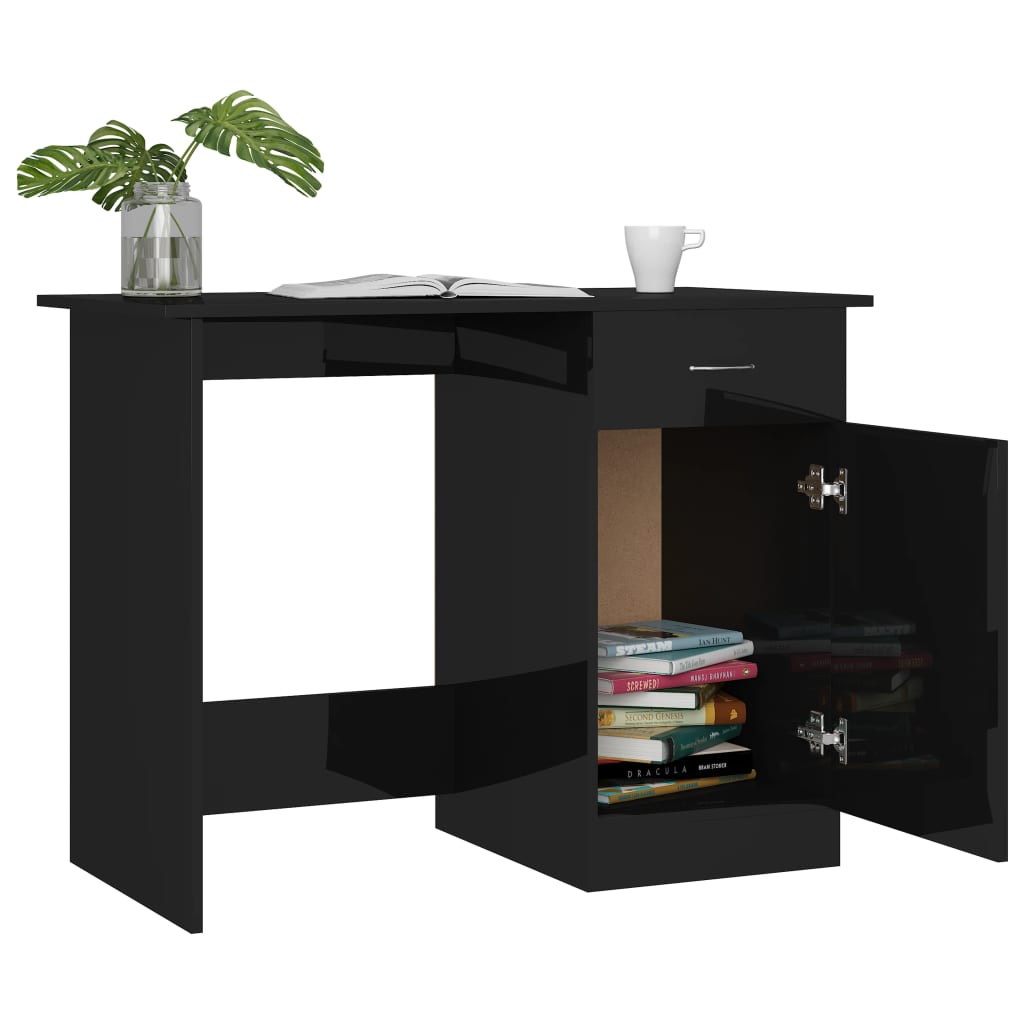 Radni stol visoki sjaj crni 100 x 50 x 76 cm od iverice