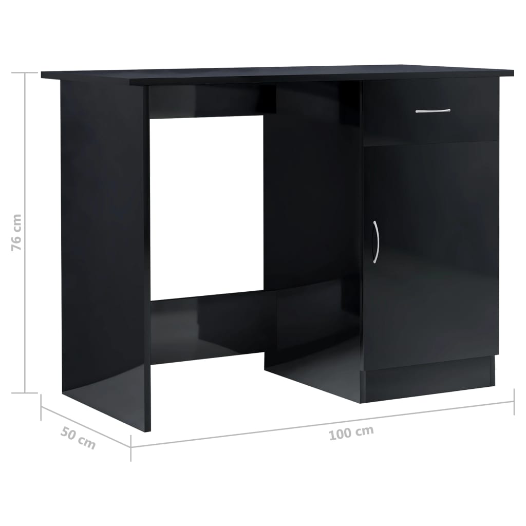 Radni stol visoki sjaj crni 100 x 50 x 76 cm od iverice