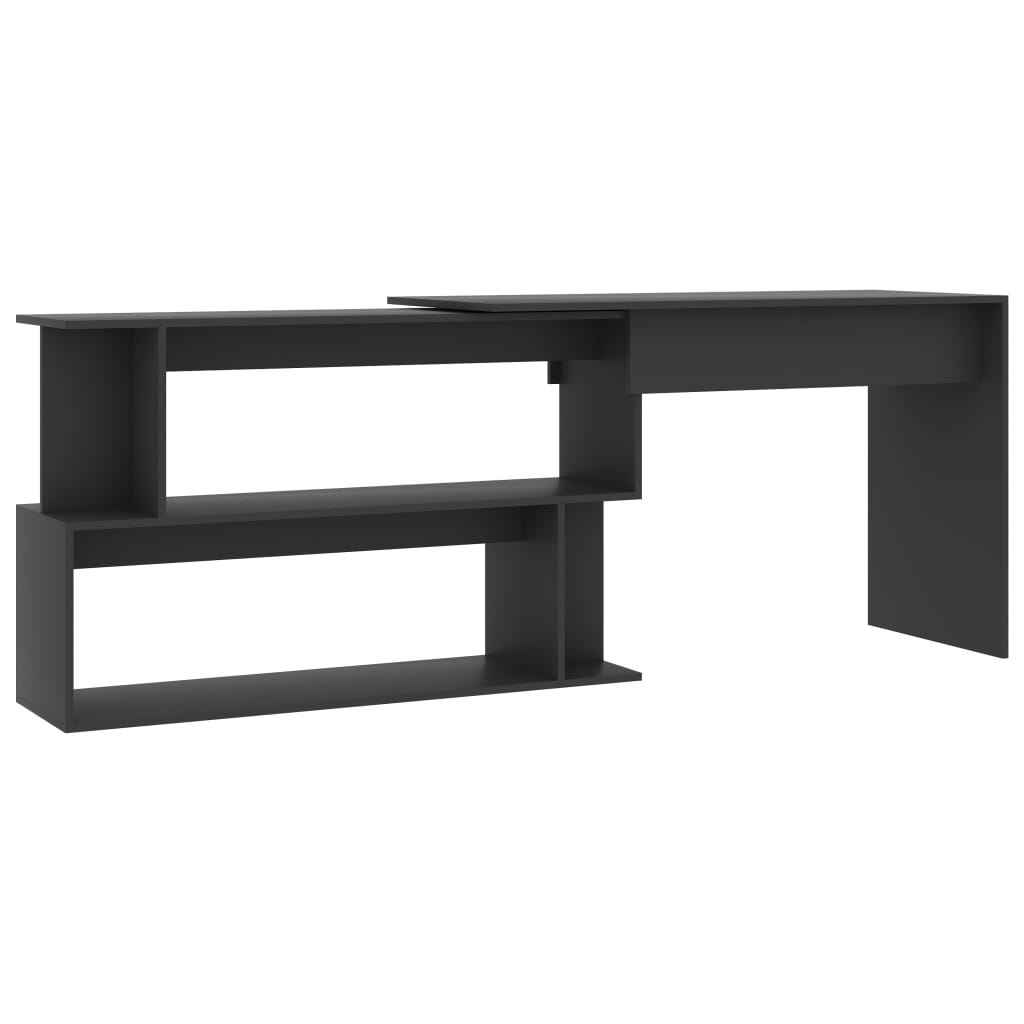 Kutni radni stol sivi 200 x 50 x 76 cm od konstruiranog drva