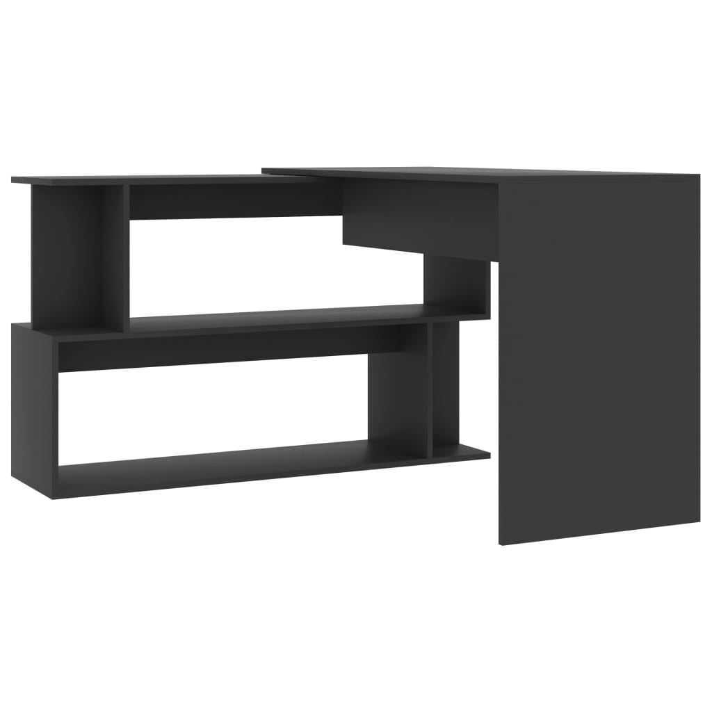 Kutni radni stol sivi 200 x 50 x 76 cm od konstruiranog drva