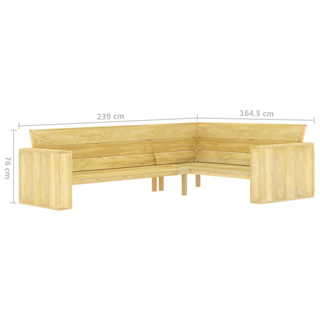 Kutna vrtna klupa 239 cm od impregnirane borovine